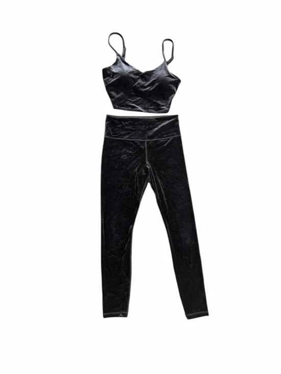 Athleta Black Velvet High-Waist Leggings & Crop Bralette Set - Picture 2 of 6
